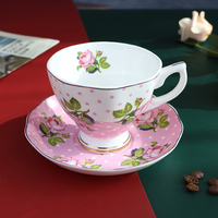 Ensemble tasse et soucoupe en porcelaine fine de style nordique, design personnalisé, bord doré, vintage, pour cadeau