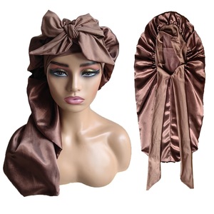 Bonnet de nuit en satin uni avec nœud, extra large, pour tresses et cheveux longs, pour femme - Product Image 3