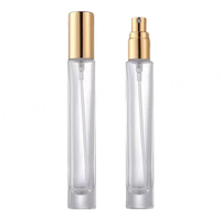 Botellas de Perfume de Vidrio Cuadradas Vacías de 10 ml, Botellas de Spray Recargables con Fondo Grueso, Serigrafía y Tapón de Goma