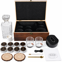 Coffret Cadeau Luxe pour Fumeur de Whisky avec Fumoir Électrique, Copeaux de Bois, Verres en Cristal et Boîte Cadeau en Bois – Accessoires Bourbon pour Hommes