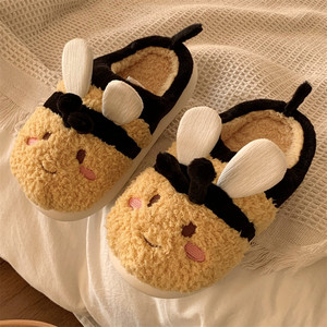 XIXIXITIAO doux confortable chaud fonctionnel femme chaussures enfants maison <span class=keywords><strong>chaussette</strong></span> feutre <span class=keywords><strong>laine</strong></span> diapositives moelleux hiver abeille dames pantoufles pour femmes - Product Image 4