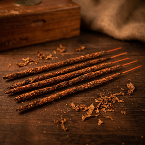Bâtons d'encens artisanaux de luxe en bois naturel brûlé (vanille et tabac), boîte écologique en bambou, temps de combustion de 60 minutes, personnalisable - Product Image 1