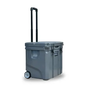 便携式AHIC冰柜，带轮子和拉杆手柄，用于户外食品储存冷却器的隔热硬冷却器箱