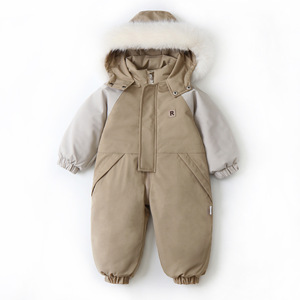 Unisex 1-3T Peuter Skikleding Jumpsuit Winterjas Hoodie Uit Één Stuk Rits Sluiting Effen Casual Rompertjes Sneeuwpak Groothandel - Product Image 3