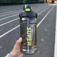 2000ml Big Handle Plastic Cup Outdoor Straight Cup Large Capacity Portable Water Bottle Straw Single Wall Customized Logo Mug