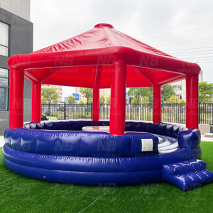 Piscine gonflable rouge et bleue avec auvent, tente de salon circulaire portable pour fêtes dans la cour et rassemblements en plein air - Product Image 3