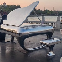 Sculpture de piano en acier inoxydable poli à la main, design personnalisé, décoration de haute qualité pour intérieur et extérieur, artisanat métallique