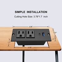 Table de chevet avec prise de courant encastrée USB C, station de charge de bureau avec 2 prises de courant américaines USBA+USB-C
