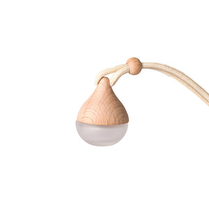 Custom Wooden Cap 5 ml Frost Clear Water Droplet Car Perfume Hanging Air Freshener Glass <b>Bottle</b> - Product Image 1