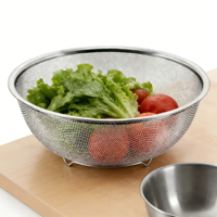 Keranjang Saringan Dapur Stainless Steel 304 25/28cm, Aman untuk Mesin Cuci Piring, Multifungsi, untuk Menyaring Buah, Nasi, dan Biji-bijian