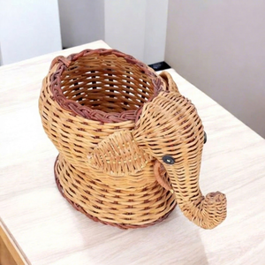 Modern Hand-woven Rattan Eco-Friendly Kids Storage Basket Cute Elephant Multifunctional <b>Wardrobe</b> Food Fruit Clothes Sundries - Product Image 1