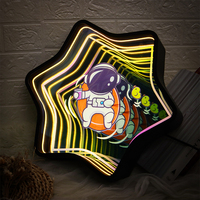 Nouveau design d'enseigne au néon personnalisée LED astronaute Infinity Mirror Enseigne au néon pour décoration murale d'art