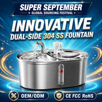 Fontaine à eau pour animaux de compagnie en acier inoxydable 304 WF290 3,2 L Distributeur d'eau automatique double face pour chat et chien avec flotteur de niveau d'eau et pompe silencieuse
