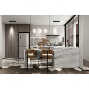 Prix d'usine, armoires de cuisine modernes en contreplaqué laqué de luxe sur mesure, nouveaux styles, ensemble modulaire 2223, îlot de cuisine moderne - Product Image 2