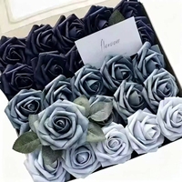 25 tiges de roses artificielles en mousse avec feuilles, style français moderne, aspect séché de luxe léger pour la décoration de mariages et de fêtes DIY