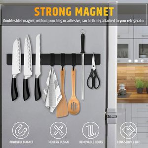 Support <span class=keywords><strong>mural</strong></span> magnétique pour couteaux, porte-couteaux de cuisine, organisateur de rangement à <span class=keywords><strong>aimant</strong></span> puissant pour couteaux et ustensiles, bande métallique noire - Product Image 4