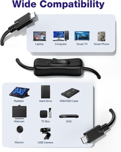 Câble USB C court avec interrupteur marche/arrêt 10 Gbps [1 pied], câble USB 3.1 Type-C vers C avec interrupteur prenant en charge la vidéo/les données/la charge rapide PD 20V/3A - Product Image 3