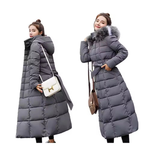 Women's Jacket Long <strong>Body</strong> <strong>Warmer</strong> Thick Woven Coats for <strong>Ladies</strong> Detachable Fur Collar Padded Puffer Down Jacket - Product Image 4
