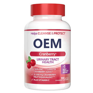 Suplemento OEM de arándano hecho con polvo de arándano de fruta concentrado para limpiar y proteger el tracto urinario 100 cápsulas blandas - Product Image 1