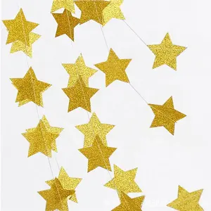 Gold Glitter A Forma di Stella Ghirlanda di Carta Appeso Decorazione per la Cerimonia Nuziale Di Compleanno Di Natale Del Partito di Festival