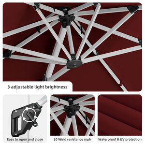 <span class=keywords><strong>Parasol</strong></span> de jardin HANYI 3*3M, grand <span class=keywords><strong>parasol</strong></span> cantilever résistant au vent, robuste, pour extérieur - Product Image 3