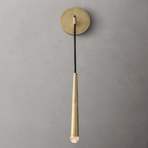 Factory Mid Modern Brushed Brass Teardrop Pendant <b>Wall</b> Sconce Hardwired - Product Image 2