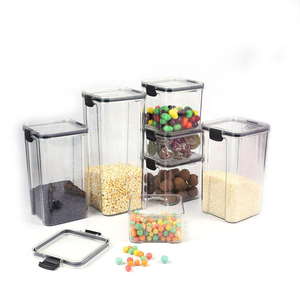 Transparent Airtight <b>Plastic</b> Food Storage Container Square <b>Bin</b> with <b>Lid</b> for Kitchen Pantry Grains Coffee Rice - Product Image 1