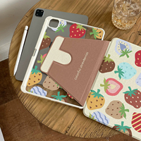 Étui de protection pour tablette Apple iPad 11e/10e génération, design fraise assorti aux couleurs tendance, avec support rotatif Air8