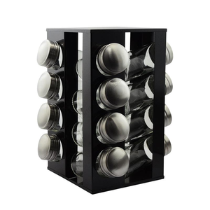 En gros E006 Ensemble de bocaux en verre rotatifs pour épices, supports de rangement multifonctionnels carrés pour condiments et assaisonnements - Product Image 1