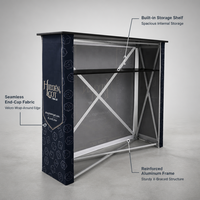 Comptoir portable pour salon professionnel, podium pliable en aluminium avec sac de transport Oxford, bureau promotionnel en tissu personnalisé
