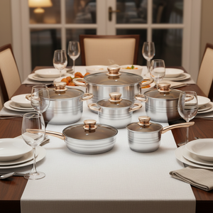 Batterie de cuisine <span class=keywords><strong>en</strong></span> acier inoxydable de 12 pièces au design minimaliste Poêle Ollas de cuisine de haute qualité pour une casserole à usage domestique efficace - Product Image 1