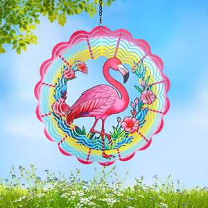 Flamingo Metall Wind Spinner hängen Garten 12 Zoll 3D kinetische Skulptur für Weihnachten <span class=keywords><strong>Outdoor</strong></span>-Dekor <span class=keywords><strong>House</strong></span> Yard Dekorationen - Product Image 1
