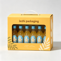Cajas de Cartón para Botellas de Bebidas Personalizadas, Caja de Cartón para Envasado de Jugos de Frutas, Cajas Corrugadas con Asa y Ventana Transparente