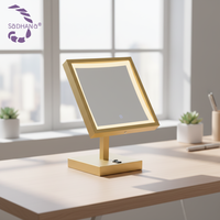 Produits de haute qualité, miroir de salle de bain intérieur, miroir de maquillage carré en acier inoxydable avec éclairage LED pour hôtel