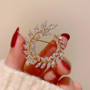 Broche pour <span class=keywords><strong>Hijab</strong></span>, accessoire de mariage, broches avec breloque en Zircon, épingles pour robes, nouvelle mode - Product Image 4