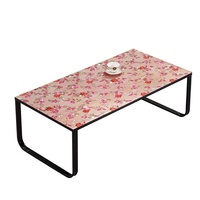 Nappe de table rectangulaire en PVC RNPT, double face, imprimé métallique, motif floral rose rouge, pour hôtel, salon, salle de séjour