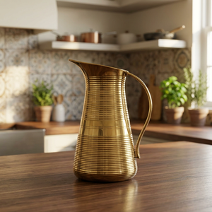 Pichet à eau vintage en laiton avec poignée, vaisselle en métal, carafe décorative pour la cuisine - Product Image 3