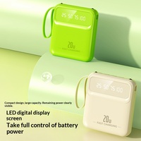 Batería Externa Portátil de Plástico de 20000 mAh con Carga Rápida de 10 W, Cuatro Cables Integrados y Logotipo Personalizable