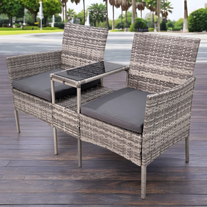 Factory Wholesale Cheap Price High Quality <strong>Garden</strong> Chair Outdoor Metal Frame Knock Down Structure PE Wicker <strong>Love</strong> <strong>Seat</strong> - Product Image 1