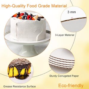 Plateau à gâteau rond blanc de 12 pouces - Base circulaire en <span class=keywords><strong>carton</strong></span> ondulé robuste pour gâteaux - Assiettes jetables, lot de 12 - Product Image 3