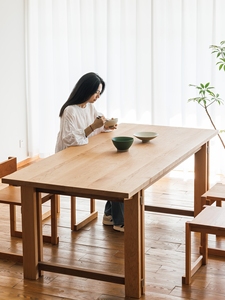 Solid Wood Dining & Tea <b>Table</b> with Cherry Wood and Black <b>Walnut</b> Top Natural Wood Style Dining Room Furniture Home Furniture - Product Image 4