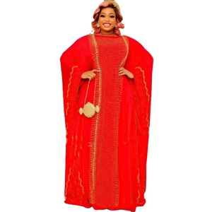 Vestido Africano de Chifón con Pedrería para <span class=keywords><strong>Mujer</strong></span> Musulmana, Ropa Tradicional Étnica Islámica, Abaya Africana de Talla Grande - Product Image 3