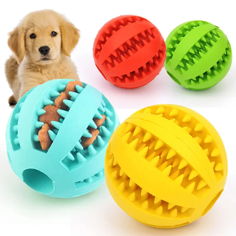 Funny Game Dog Slow Feeder Chew Dispenser Pet Puzzle Interactive Food Rubber Treat Toy Ball For Dogs