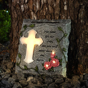 Cruz DE <span class=keywords><strong>LA</strong></span> <span class=keywords><strong>Biblia</strong></span> Jardín Luces solares Memorial Grave Stone Lawn Yard Patio Cementerio Decoraciones para seres queridos Resina Artesanía - Product Image 2