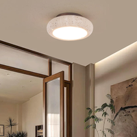 Lampu Plafon Batu Travertin Gaya Nordic Wabi Sabi 20cm untuk Lorong, Balkon, Koridor, Tangga, Foyer, Gaya Abad Pertengahan, Warna Kuning