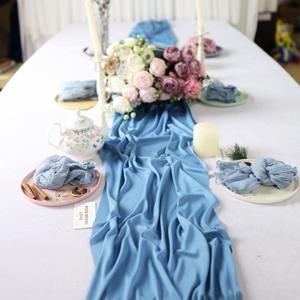 Décoration de mariage d'Anne d'été Chemins de table en <span class=keywords><strong>gaze</strong></span> plissée élastique <span class=keywords><strong>double</strong></span> face au toucher du lait pour événements Chemin de table <span class=keywords><strong>vert</strong></span> <span class=keywords><strong>sauge</strong></span> - Product Image 2