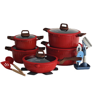 Set <span class=keywords><strong>di</strong></span> Pentole Antiaderenti in Alluminio Pressofuso Stile Americano <span class=keywords><strong>di</strong></span> Lusso, 15 Pezzi, per Induzione, Wok, Disponibile per Dropshipping - Product Image 6