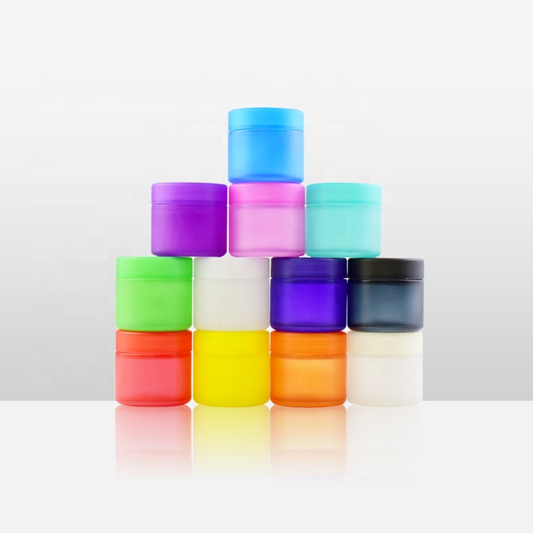 Toples Kaca Warna Kustom Anak, Toples Semak Klub Tahan Bau Stash Jar Setengah Oz 250Ml Wadah Kedap Udara dengan Pena Label