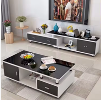 Table basse multifonctionnelle de style moderne, vente en gros directe d'usine, ensemble de meuble TV et table basse en bois massif