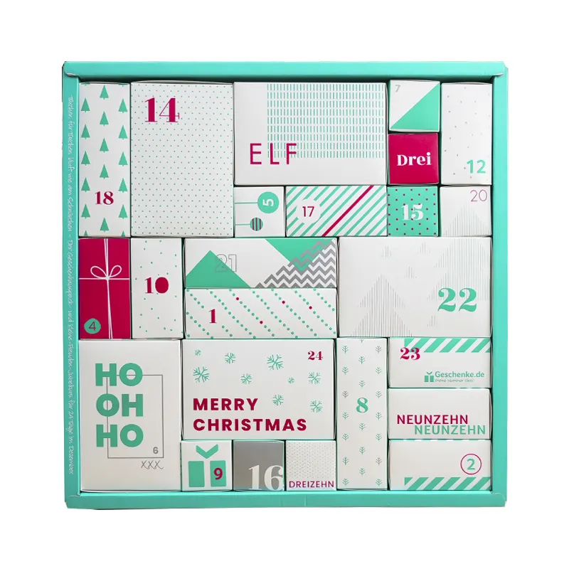 Luxury custom chocolate cosmetic cardboard advent calendar packaging gift Skin Care Candle Wholesale Christmas Countdown set box